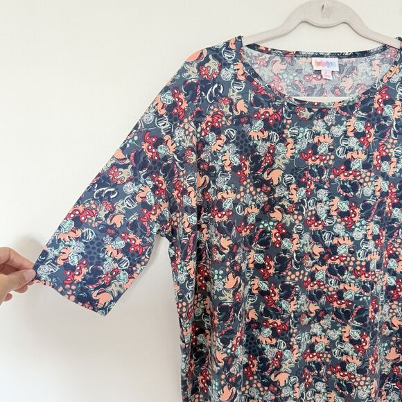 Lularoe Irma Disney Minnie Print Elbow Lenght Sleeve Hi Low Oversized Top S - Picture 3 of 7